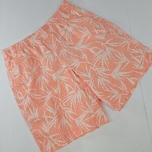 LANDS END Palm Shorts WOMEN'S SIZE 6P Peach Striped Pull On Stretch W/ POCKETS..